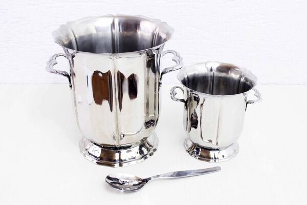 Seau à champagne et seau à glace inox vintage