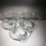 Lot of 6 champagne glasses from the 60s/70s in glass and crystal