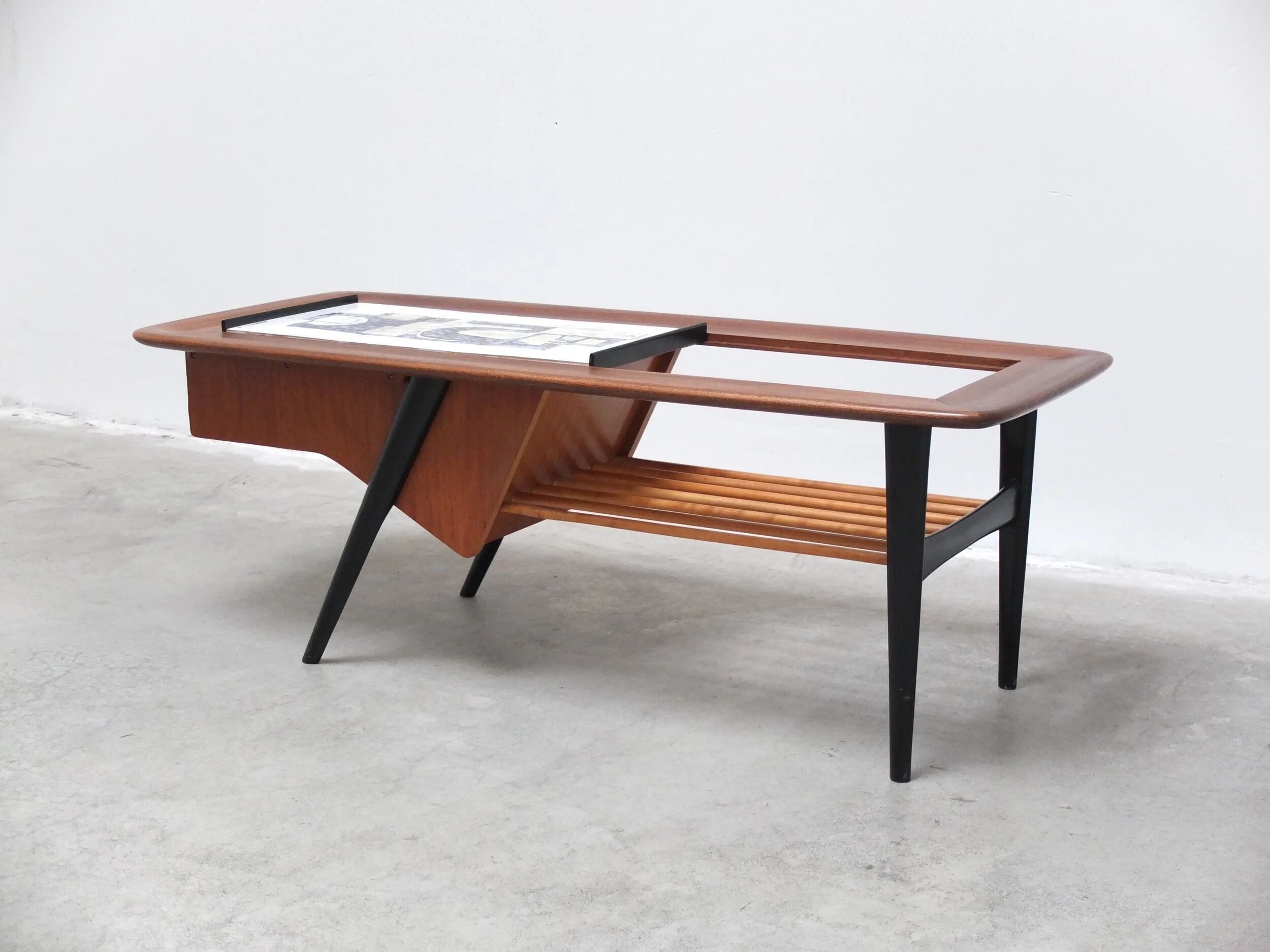 Decorative coffee table with bar by Alfred Hendrickx for Belform, 1950s