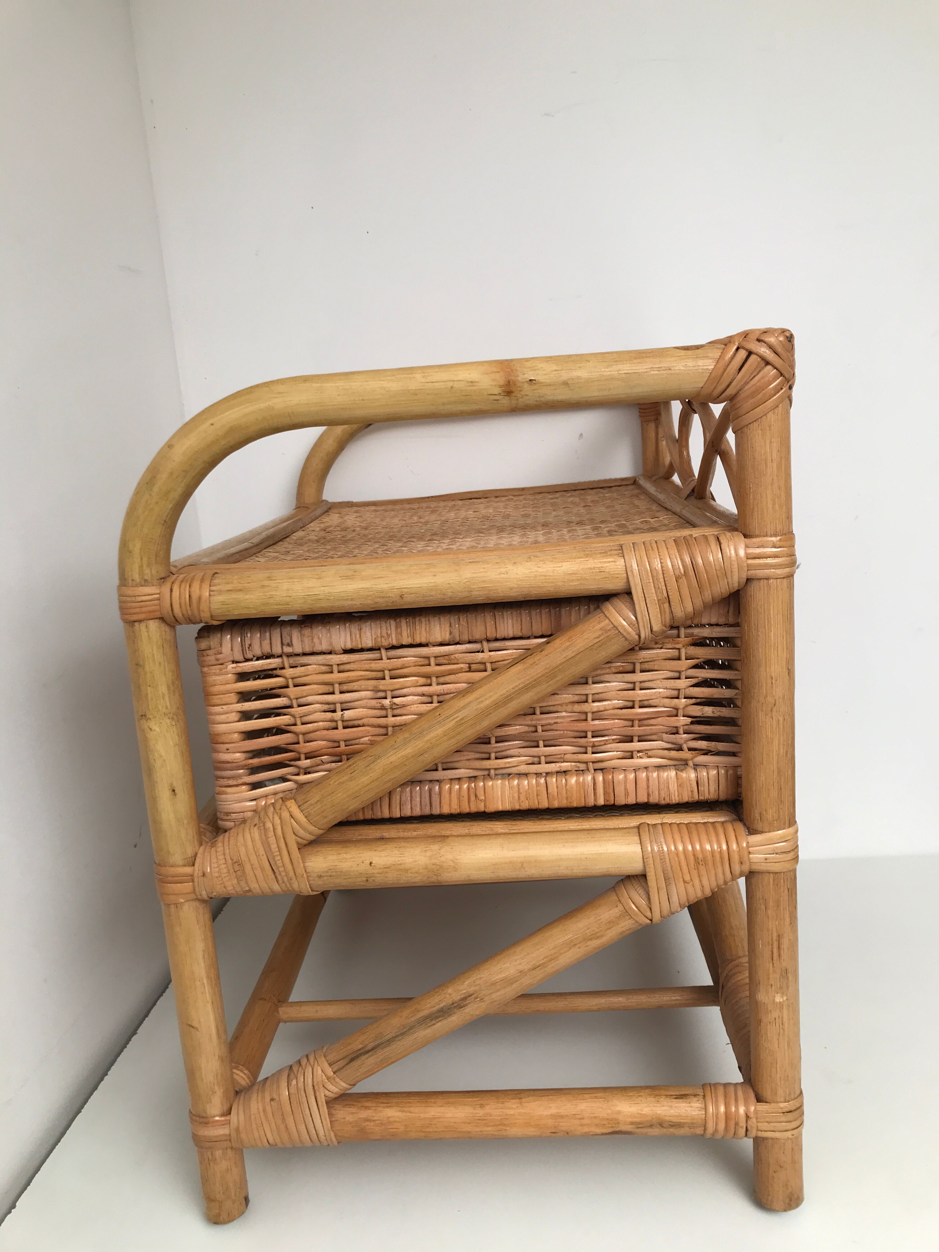 Vintage bamboo and rattan bedsides