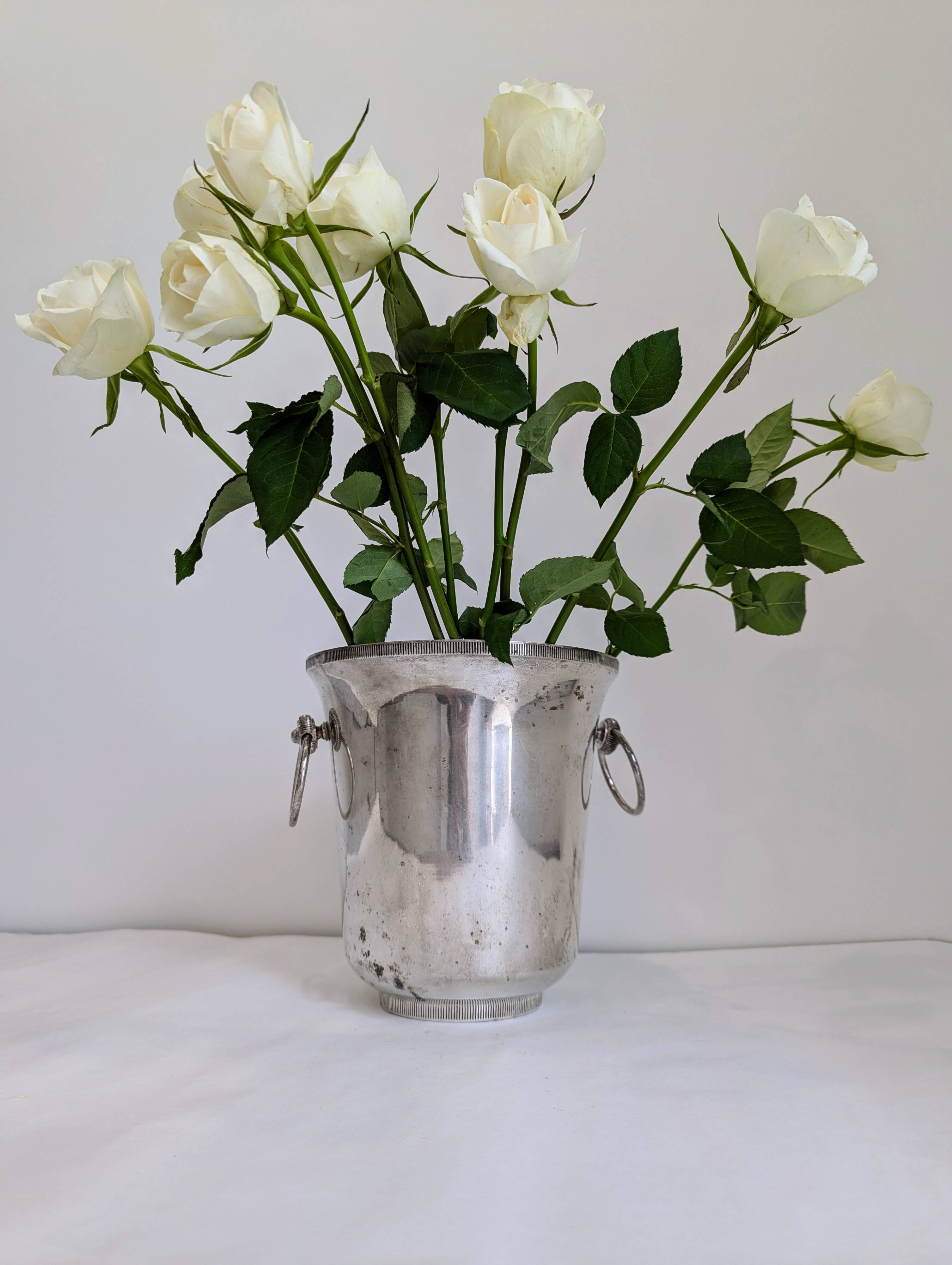 Vintage silver metal champagne bucket