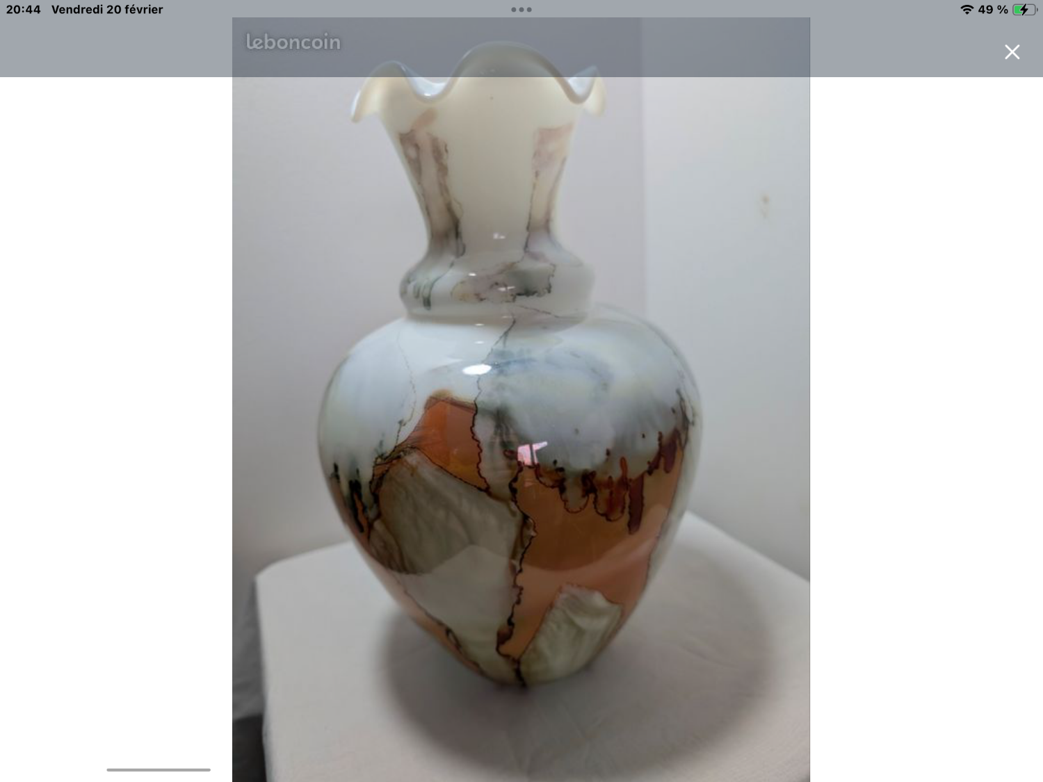 Italian vase Stelvia Empoli in amber marbled glass, 1960s.