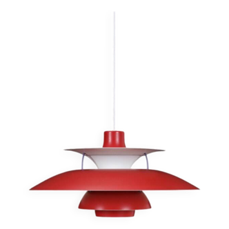 Louis Poulsen / Poul Henningsen “PH 5” pendant lamp / red / mid-century / Danish modern design / PH5
