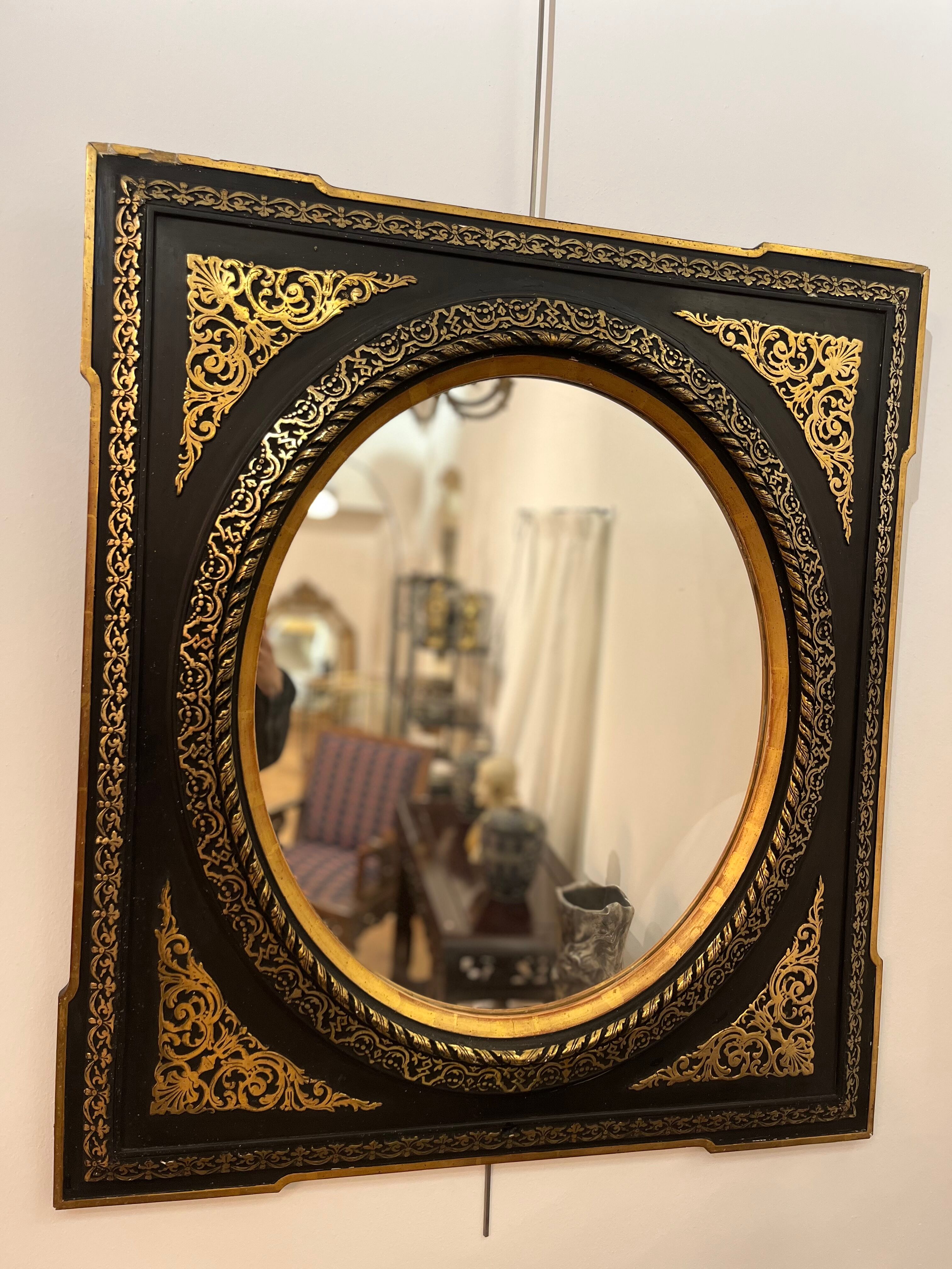 Napoleon 3 black/gold mirror - 97x118cm