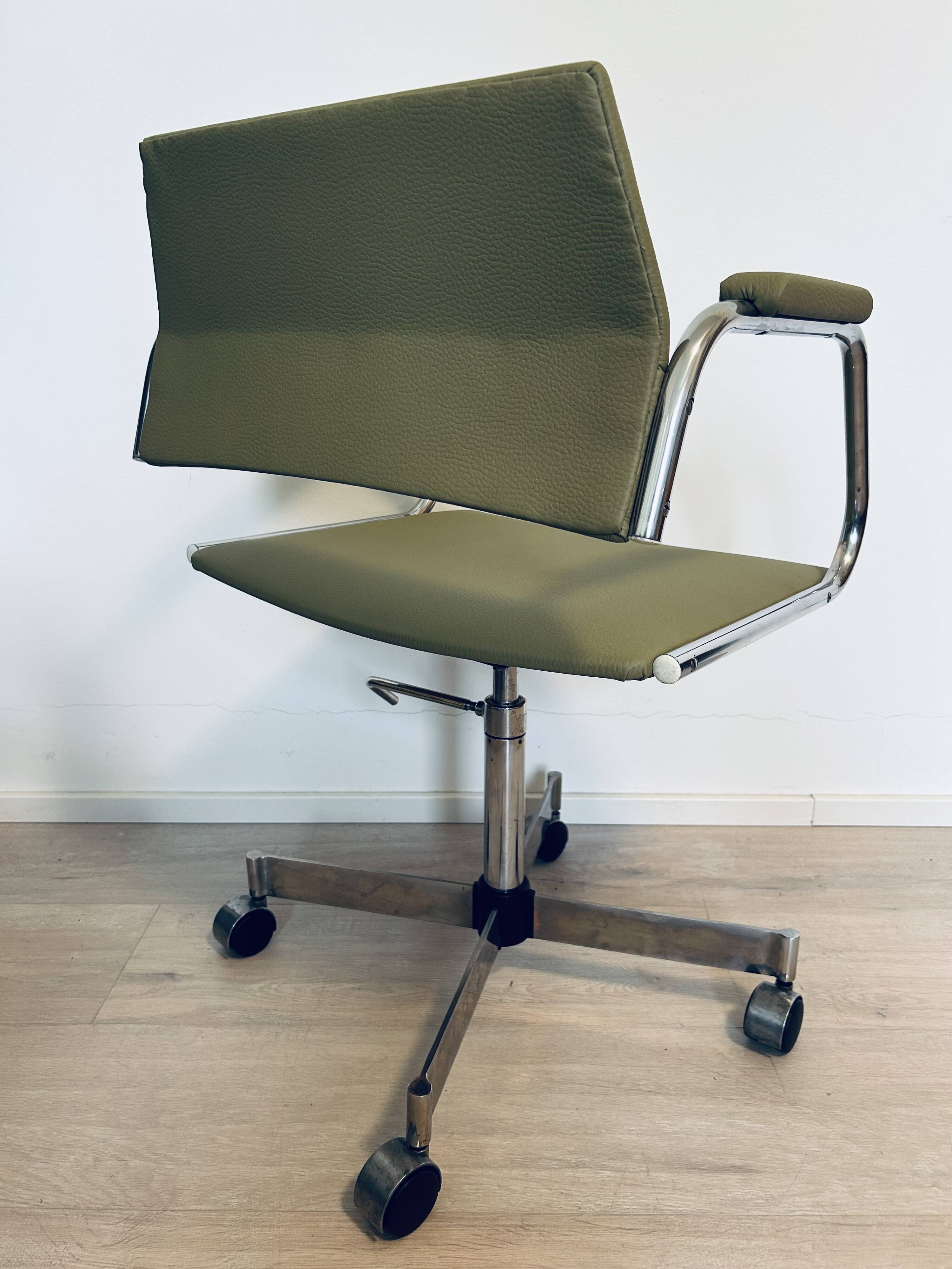 Vintage Light Olive Office Arm Chair by Kovona from Czechoslovakia 1970’s