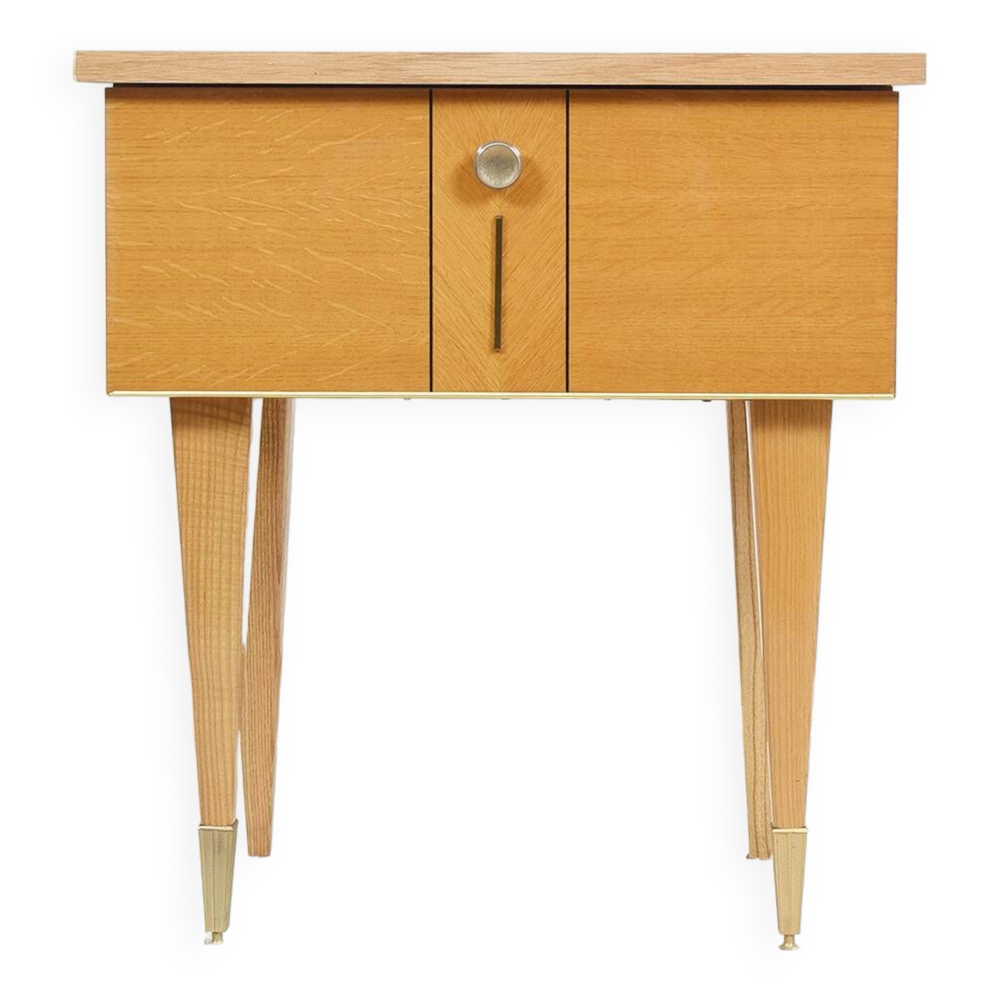 Vintage bedside table in blond oak