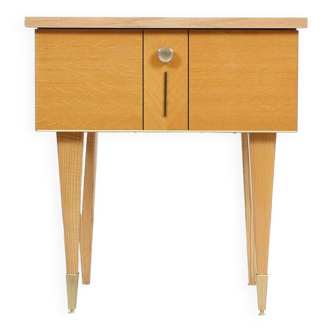 Vintage bedside table in blond oak