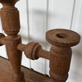 Chandelier / candélabre scandinave en bois tourné années 50/60