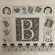 Lithograph engraving alphabet letter B of the New Larousse Illustrated 1897