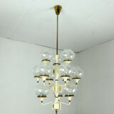 1960s mid century chandelier brass 12 crackle glass shades