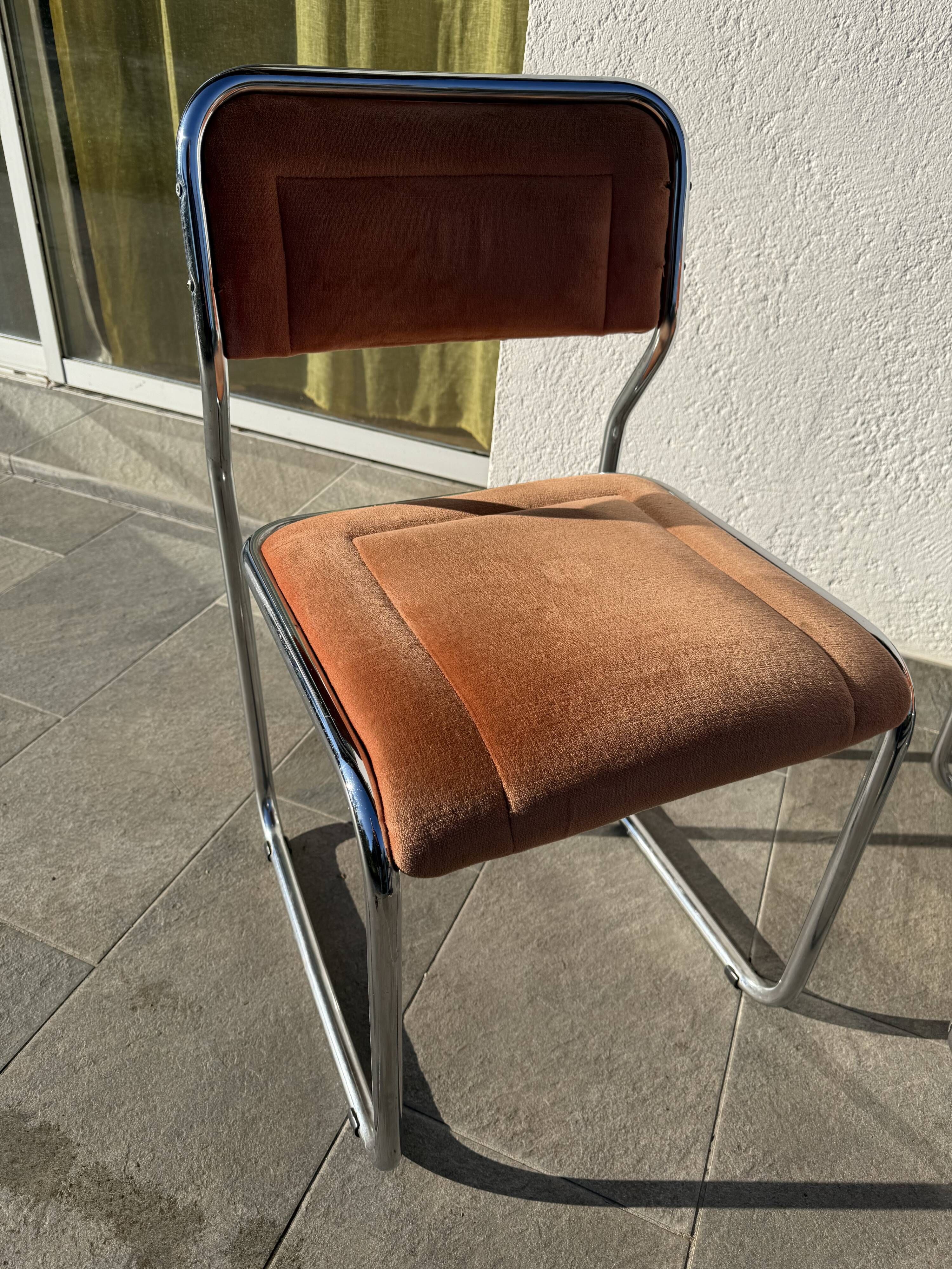 Pair of Bauhaus style dining chairs with infinity frame