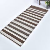 Brown beige kilim carpet, Runner kilim rug, vintage kilim natural 64x154