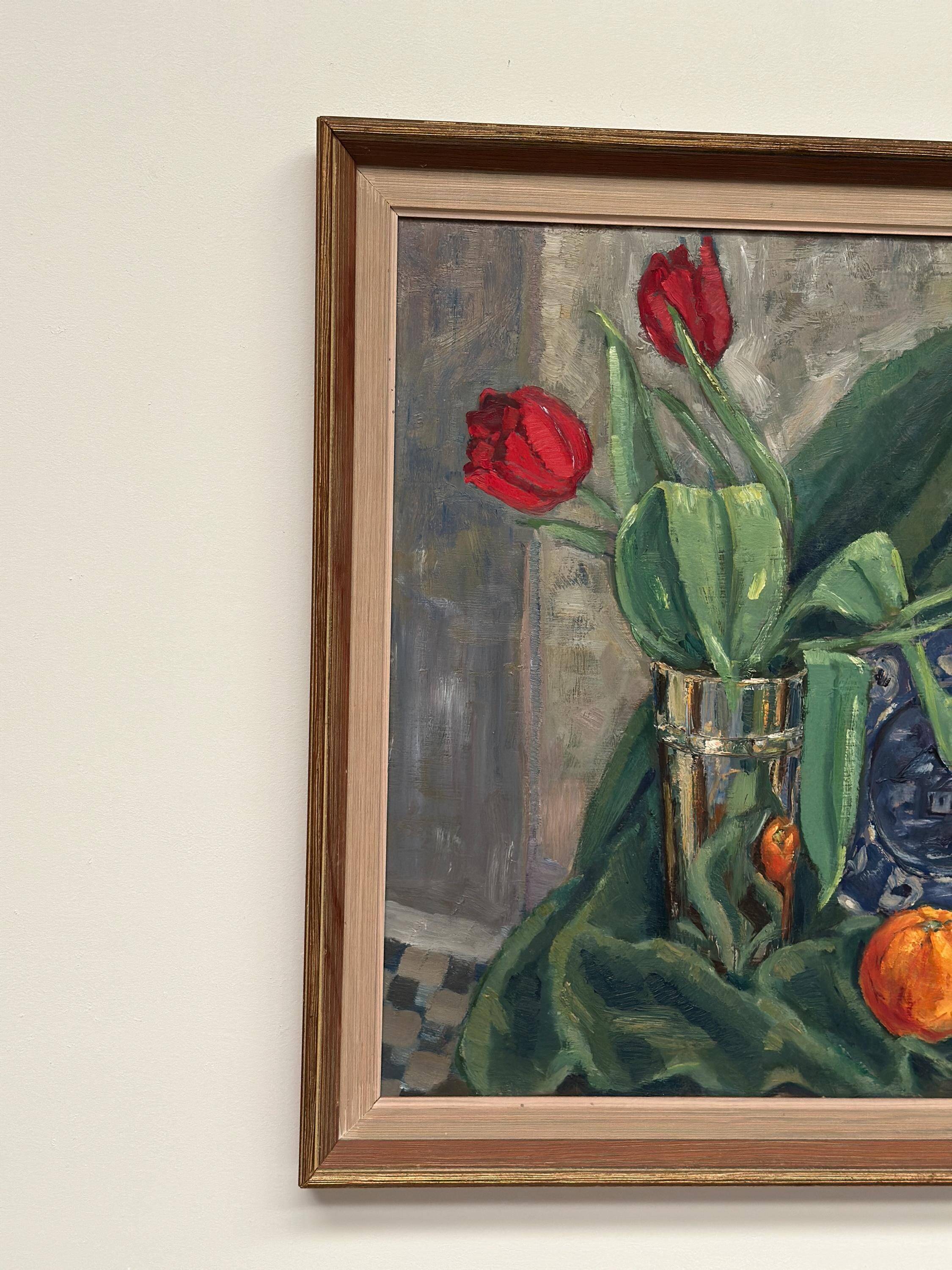 Swedish Oil on Panel – “Still Life with Tulips” by J. Essen Loarp