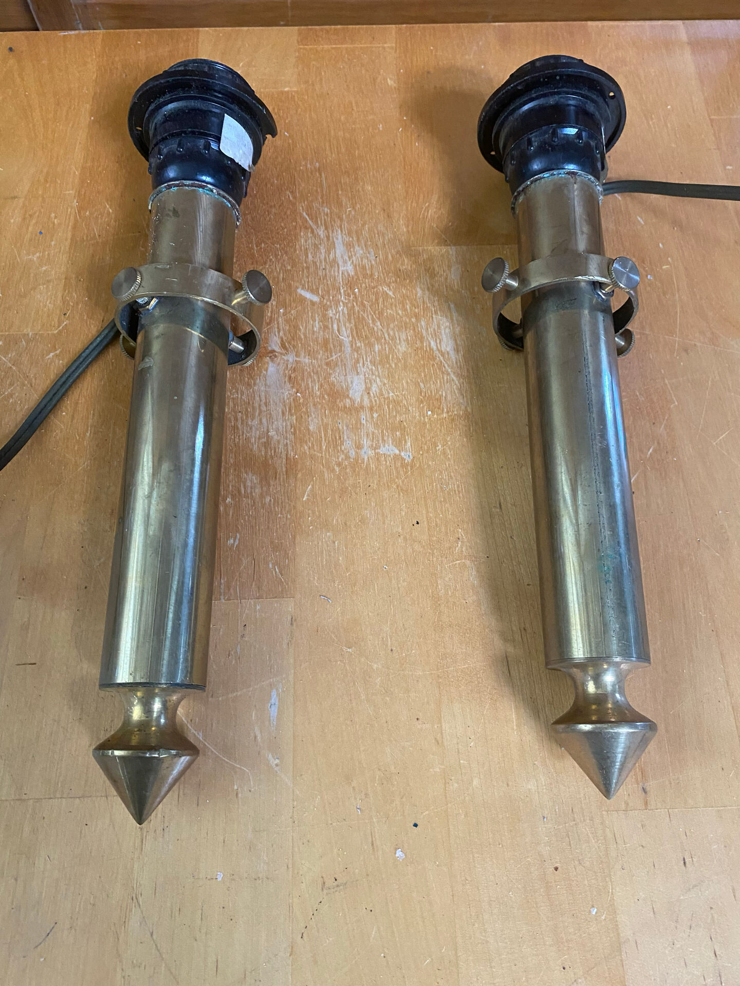 Pair of Antique Torch Style Candelabra Vintage Brass