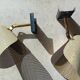 Pair of perforated metal horn wall lights