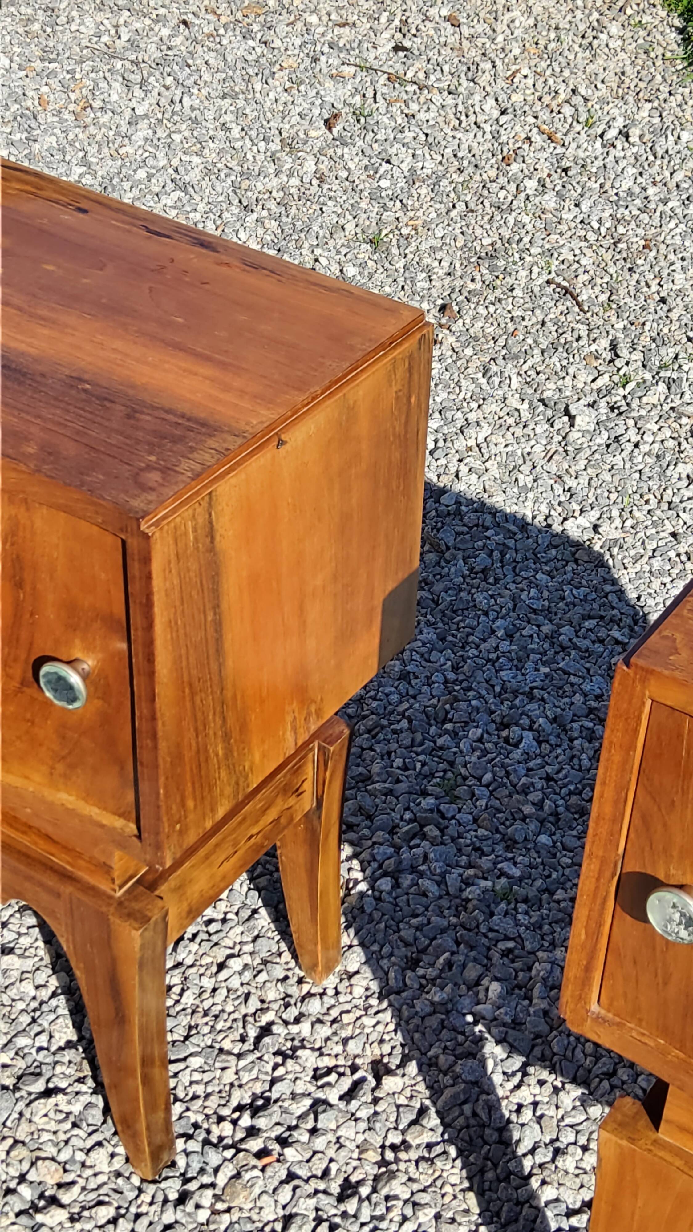 Pair of vintage 50s walnut bedside tables