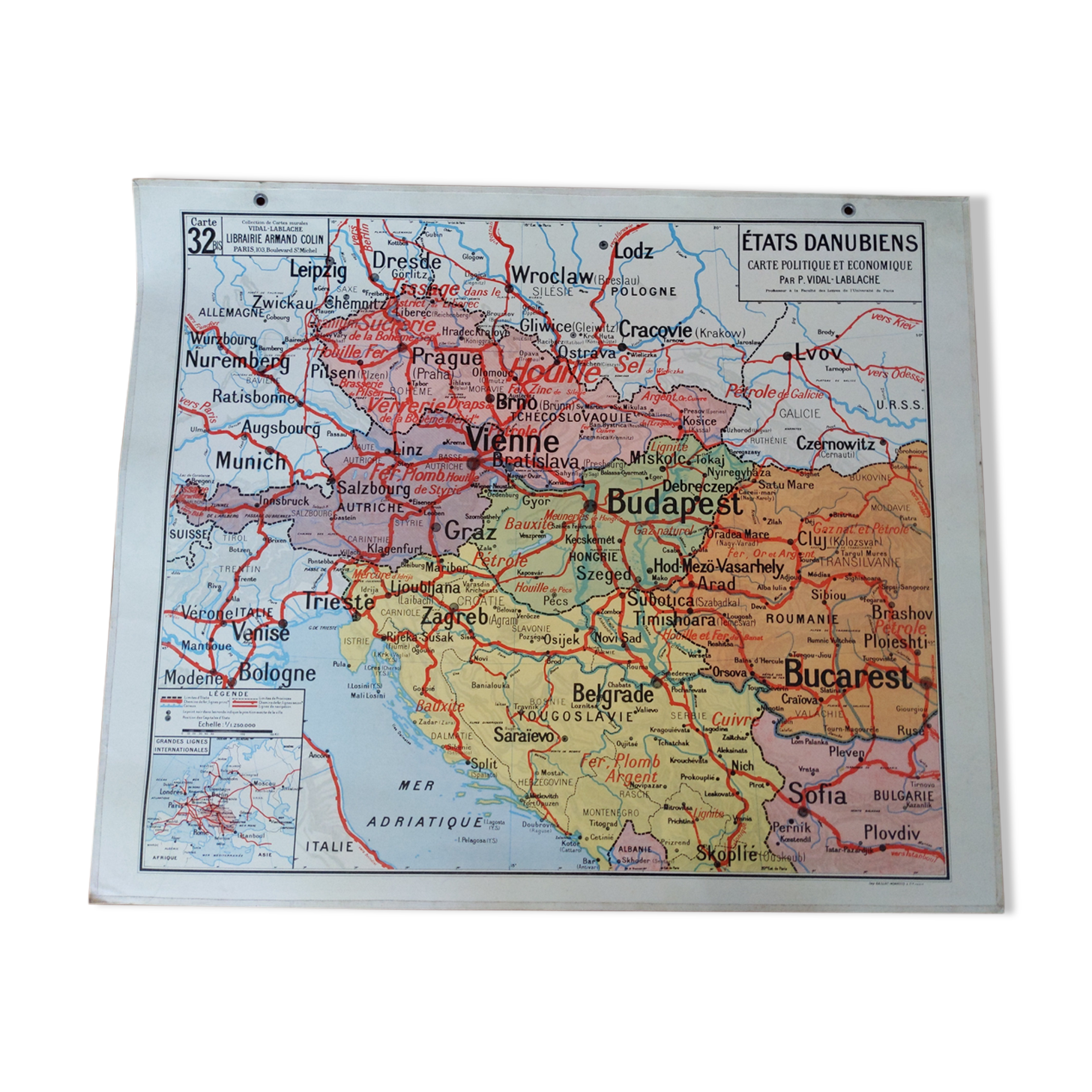 Map old Vidal lablache states perfect condition