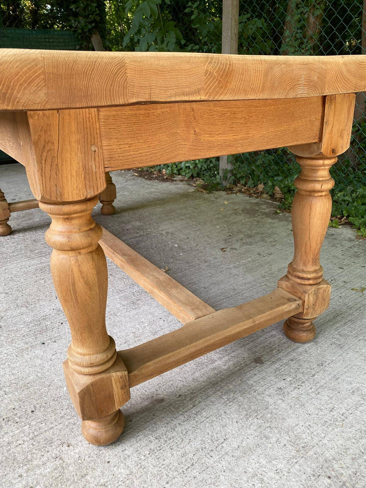 Renovated farmhouse dining table in solid oak, 20th century, 200cm