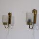 Pair of vintage wall lamp in brass and glass