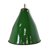 Small vintage industrial green enamel pendant lights, 1960s