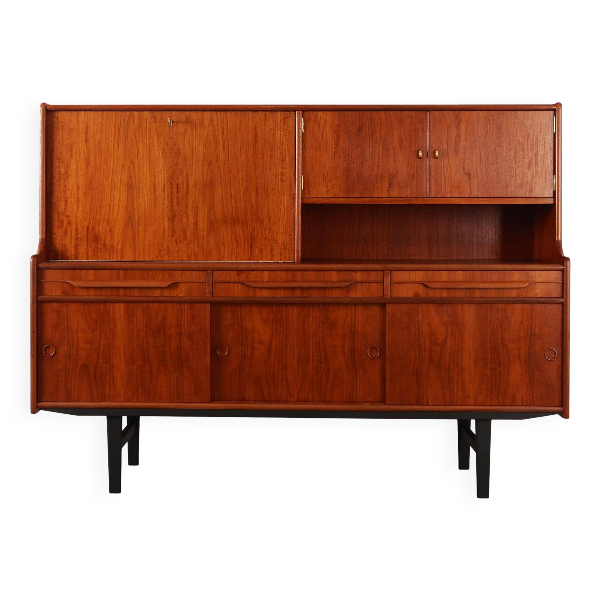 Teak high sideboard, Danish design, 1960s, production: Denmark