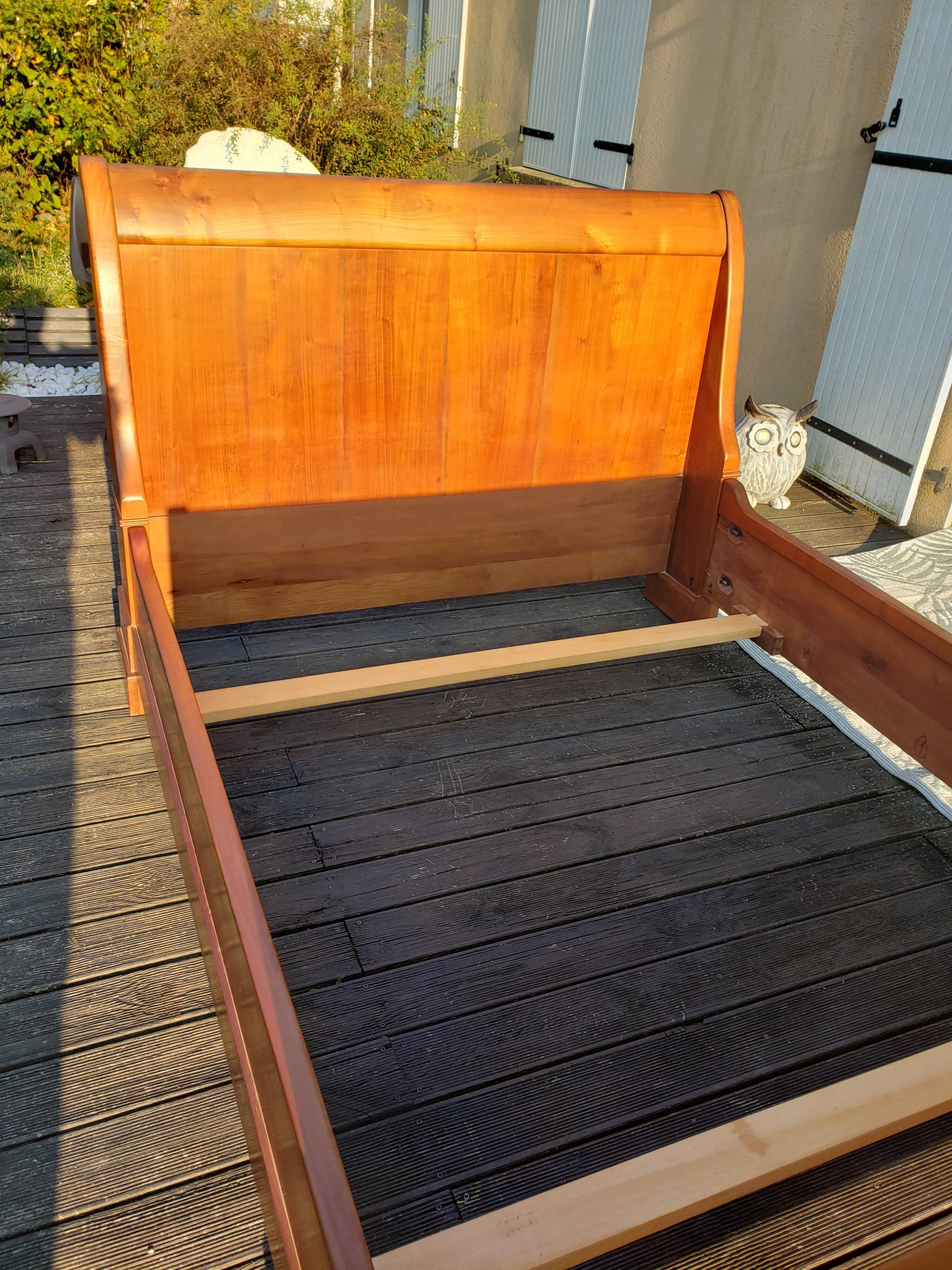 19th century walnut roller boat bed