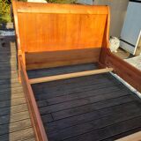 19th century walnut roller boat bed