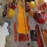 set of two Mod Glass Shard and Cement Wall Art 1960s by J Avoinet