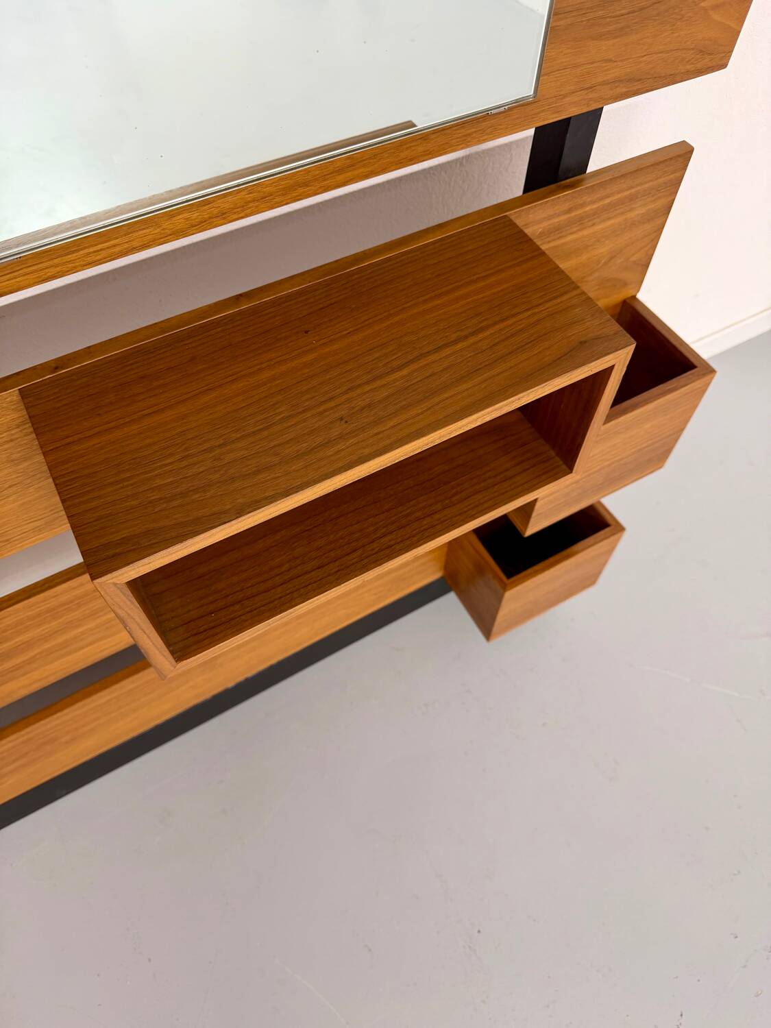 Scandinavian design teak wall unit with entrance door from the 70s