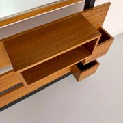Scandinavian design teak wall unit with entrance door from the 70s