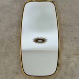 Old gilded brass mirror, 60s design rearview mirror, Schön-form vintage