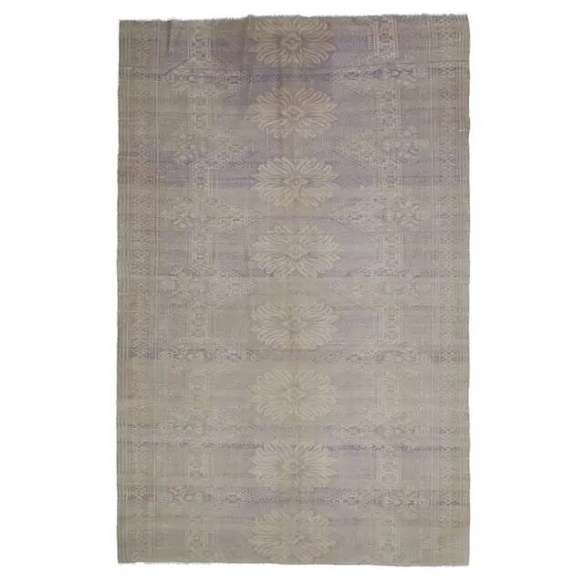 1970s Vintage Turkish Oushak Handmade Wool Cotton Purple Area Rug 168x268