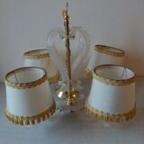 Old chandelier 4 lights plastic sheet and lampshade vintage lighting