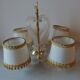 Old chandelier 4 lights plastic sheet and lampshade vintage lighting
