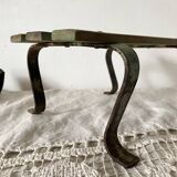 Low stool with wooden and metal slats