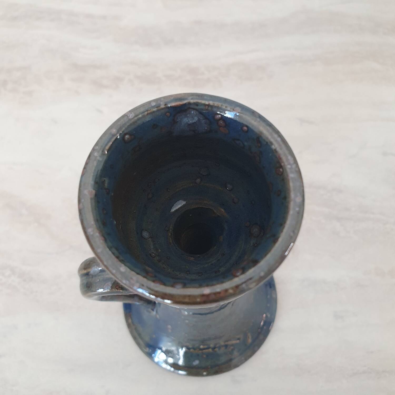 Pyrite stoneware candle holder signed Guy Baudat