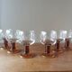 Set of 6 vintage stemmed glasses, amber base