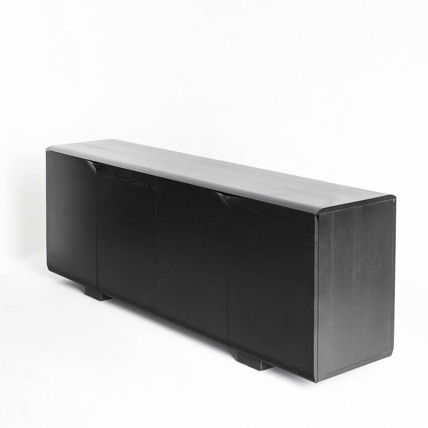 Vintage minimalist sideboard. Solid oak wood. Mid 90s.