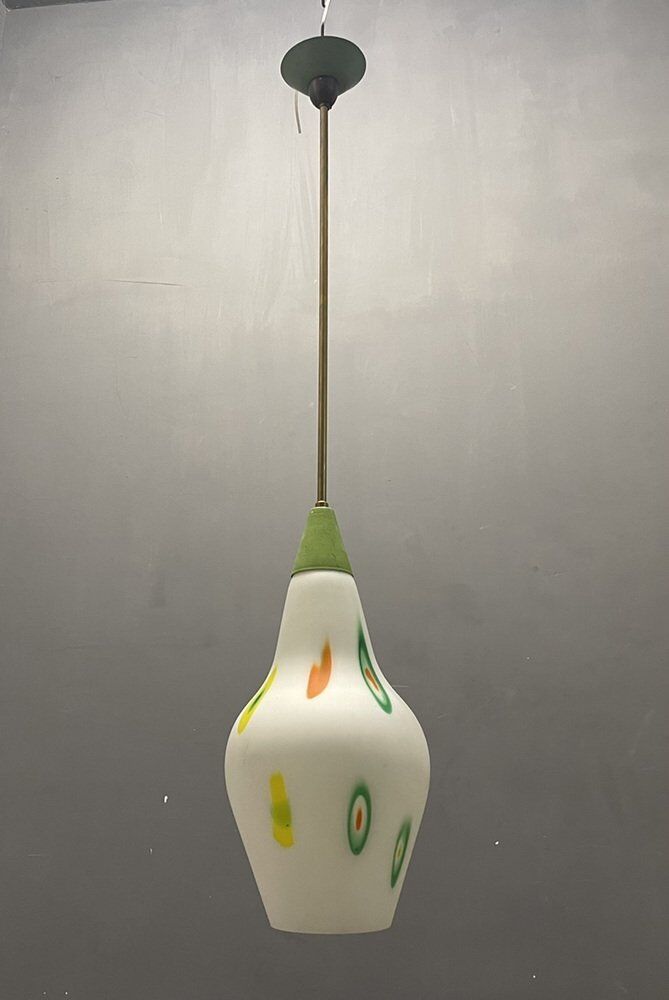 Italian opaline glass light pendant, 1950s