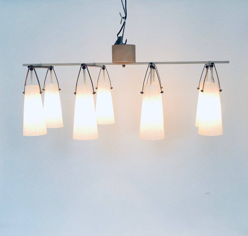 Italian glass and brass chandelier, Italy, 1950s