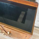 Wooden sideboard with large mirror and handles, 1940s