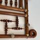 Curved Wooden and Brass Wall Coat Rack, Arts & Crafts, Austria, glass