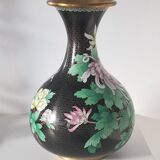 Asian art china xx - bronze vase with cloisonné enamels - height: 32 cms