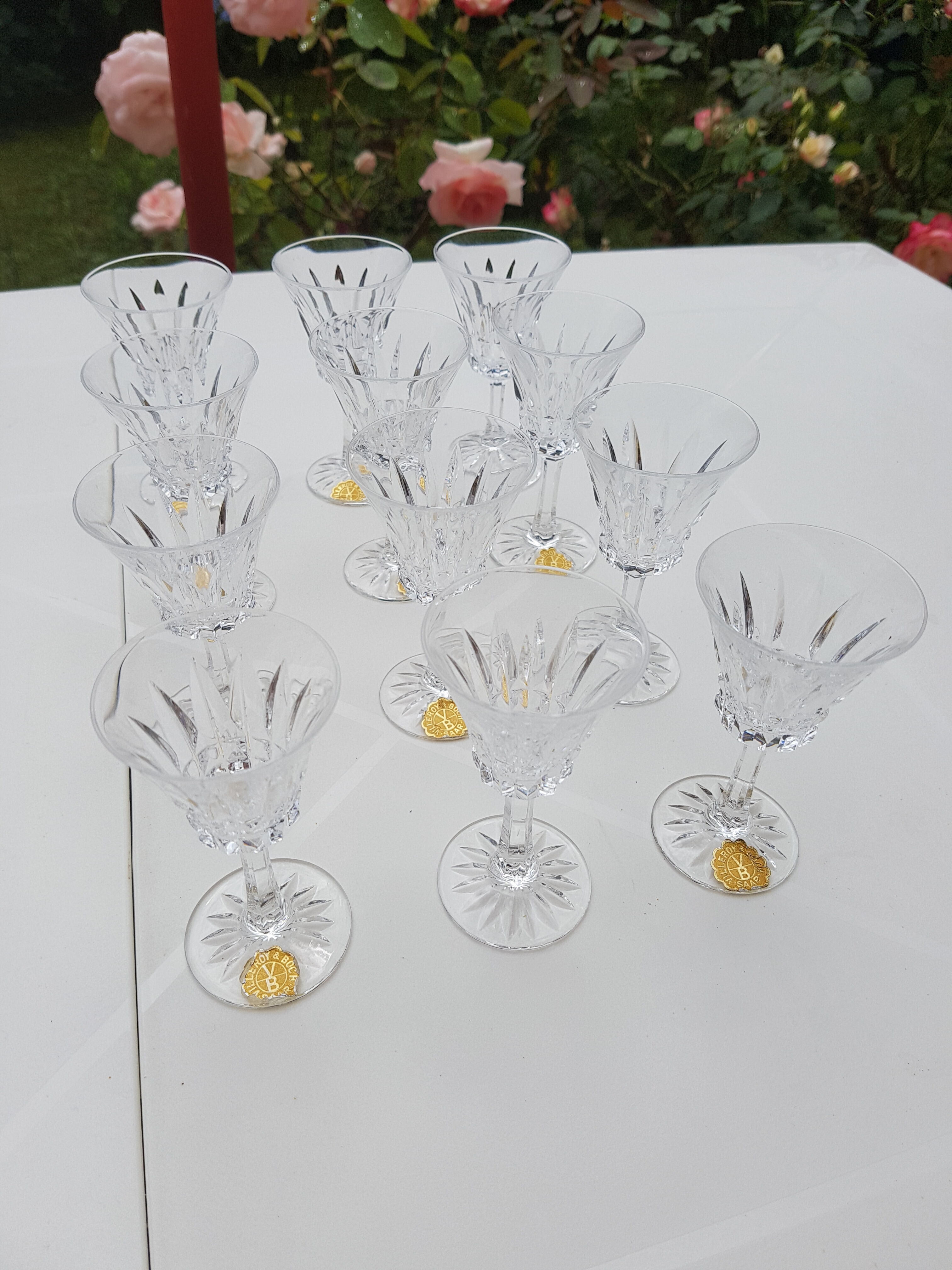 Lots of 12 glasses at Liqueur V-B Saar 1930s