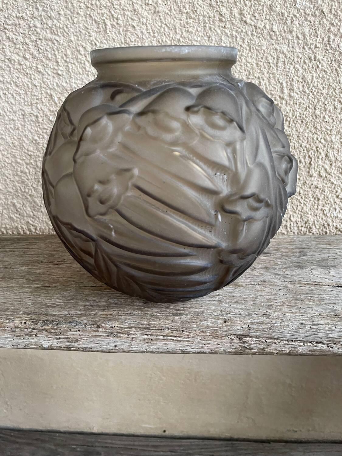 Art Deco frosted glass ball vase.