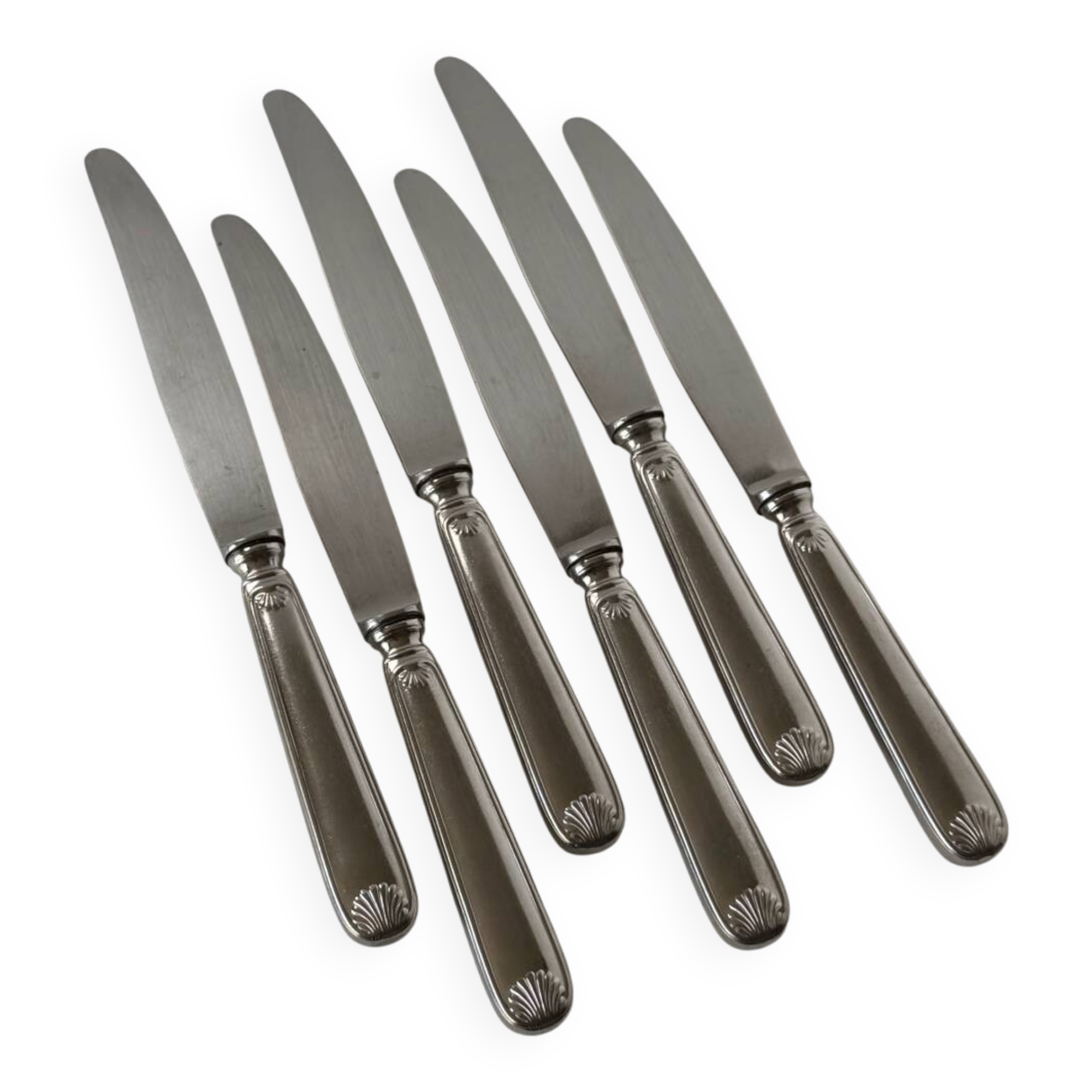 Set of 6 Vintage Modernist Sea Shell Design Dinner Knives
