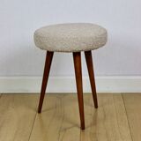 Round beige boucle stool
