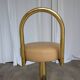 Tabouret de bar italien mid-century modern en laiton et cuir
