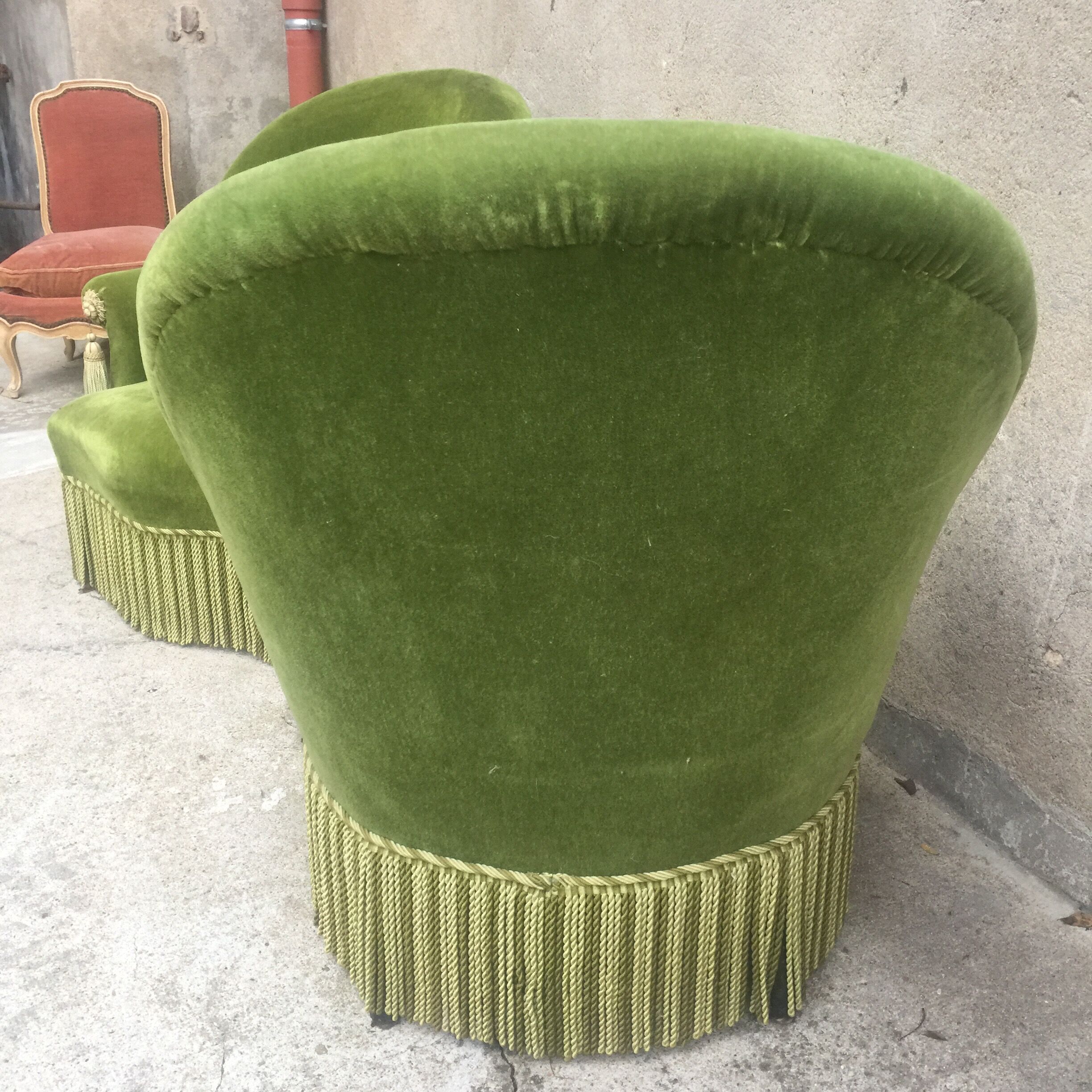 Paire de fauteuils crapaud vert