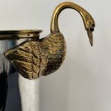 Champagne bucket with swans, in silver and gold metal, attributed to Christofle, 1940/1950